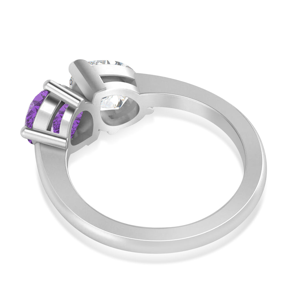 Pear/Pear Diamond & Amethyst Toi et Moi Ring Platinum (4.00ct)