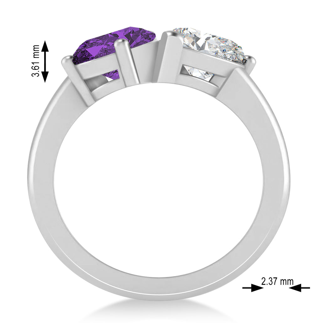 Pear/Pear Diamond & Amethyst Toi et Moi Ring Platinum (4.00ct)