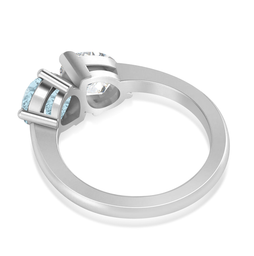 Pear/Pear Diamond & Aquamarine Toi et Moi Ring 14k White Gold (4.00ct)