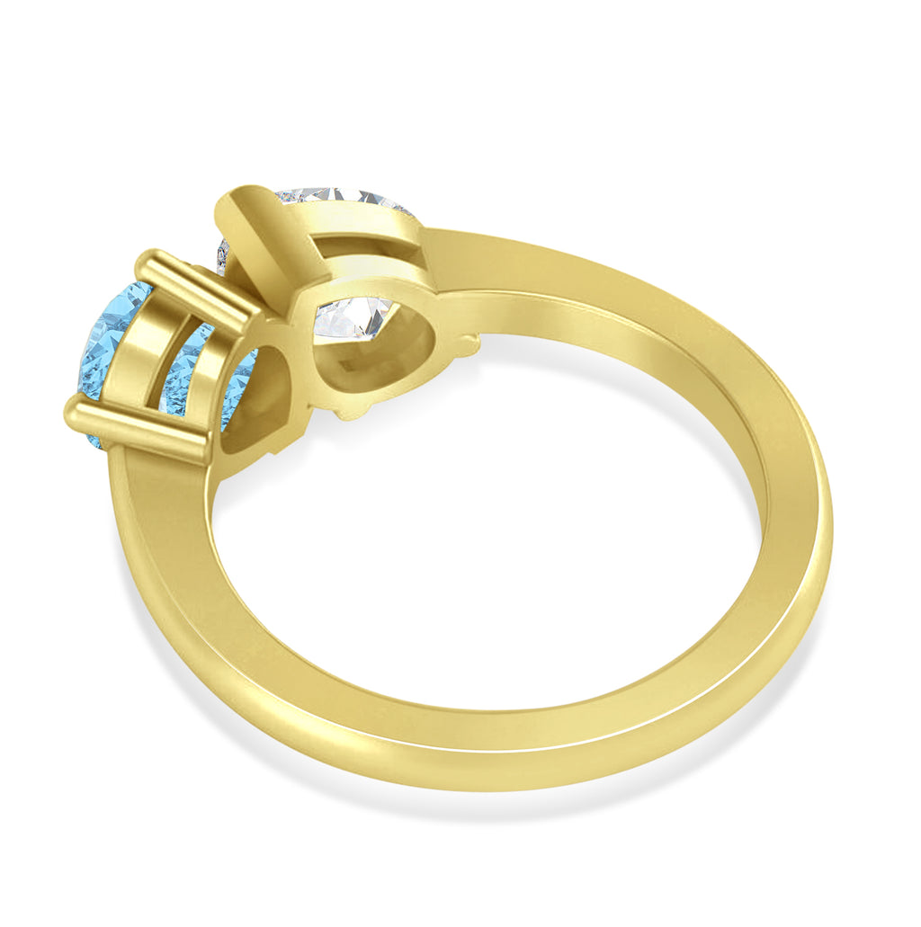 Pear/Pear Diamond & Blue Topaz Toi et Moi Ring 14k Yellow Gold (4.00ct)