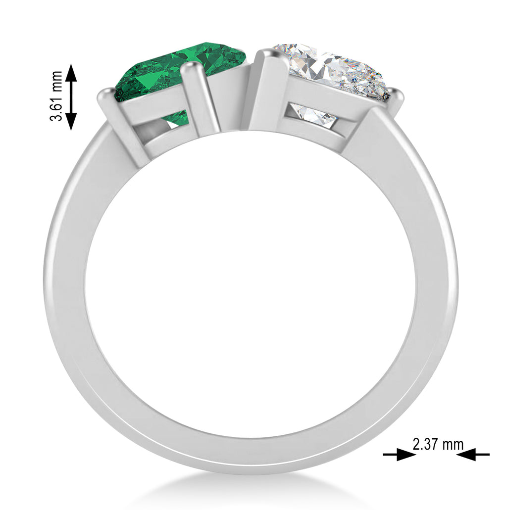 Pear/Pear Diamond & Emerald Toi et Moi Ring Platinum (4.00ct)