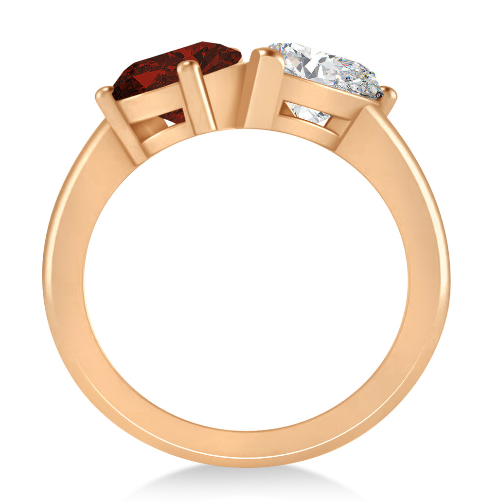 Pear/Pear Diamond & Garnet Toi et Moi Ring 18k Rose Gold (4.00ct)