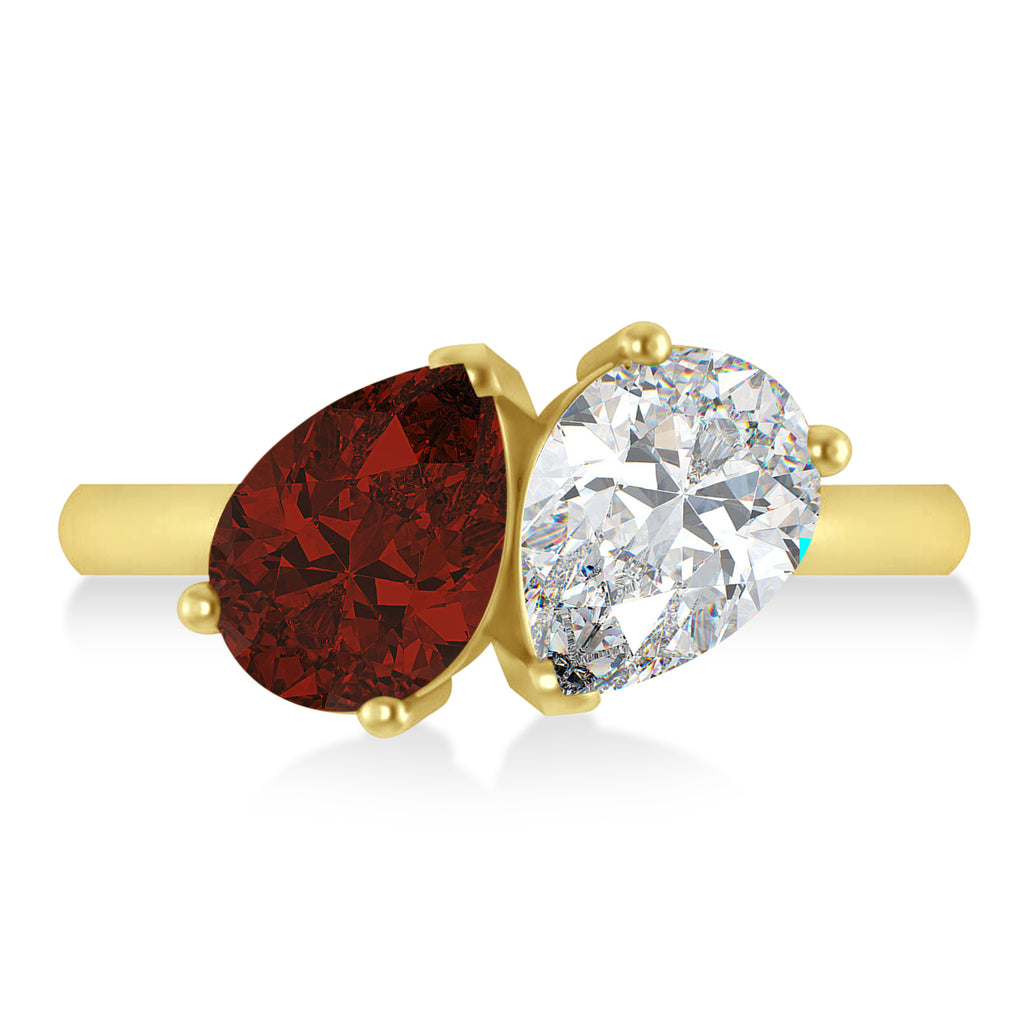 Pear/Pear Diamond & Garnet Toi et Moi Ring 18k Yellow Gold (4.00ct)