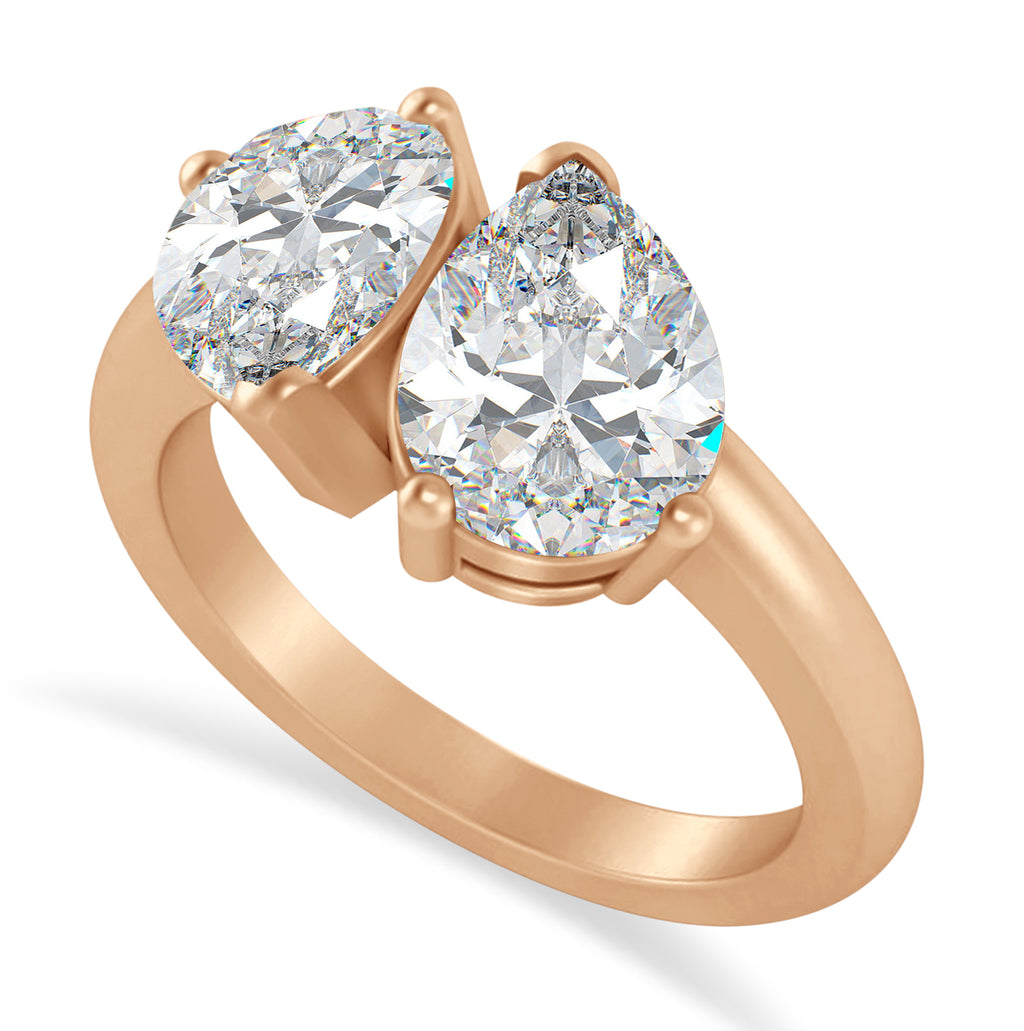 Pear/Pear Moissanite Toi et Moi Ring 18k Rose Gold (4.00ct)
