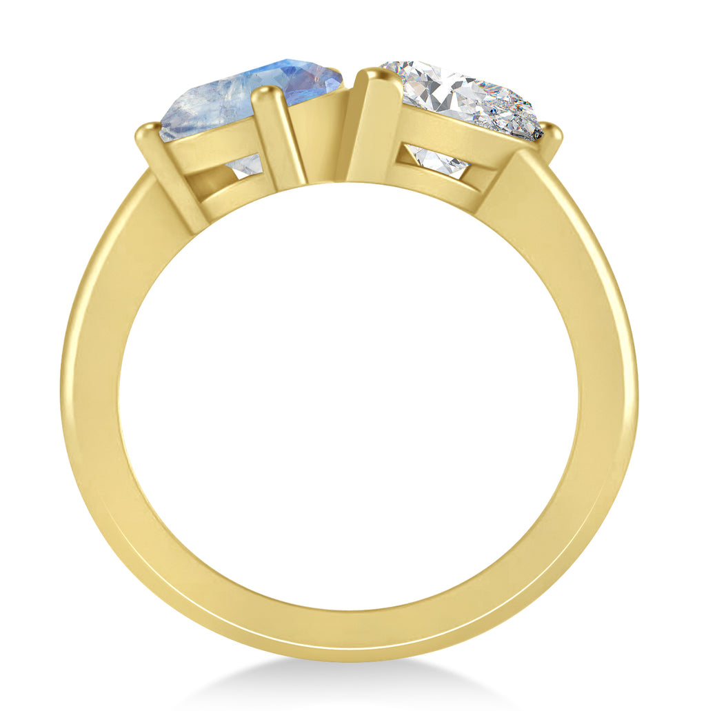 Pear/Pear Diamond & Moonstone Toi et Moi Ring 18k Yellow Gold (4.00ct)