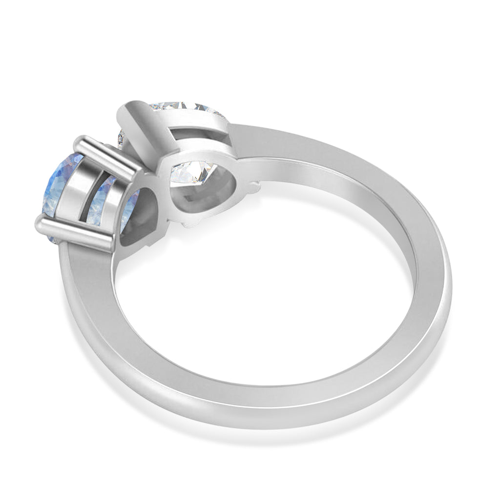 Pear/Pear Diamond & Moonstone Toi et Moi Ring Platinum (4.00ct)