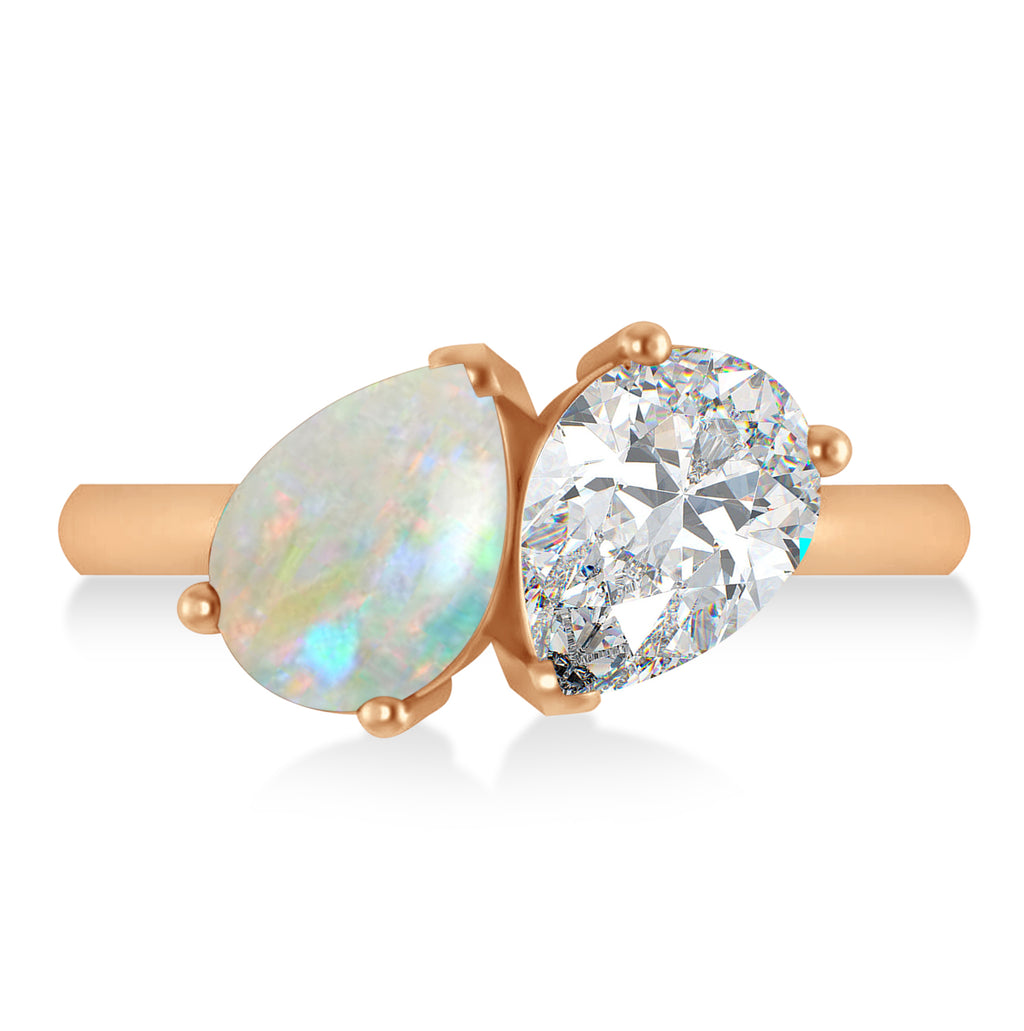 Pear/Pear Diamond & Opal Toi et Moi Ring 14k Rose Gold (4.00ct)