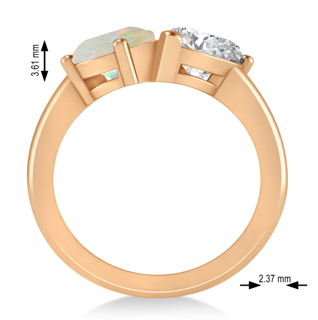 Pear/Pear Diamond & Opal Toi et Moi Ring 14k Rose Gold (4.00ct)