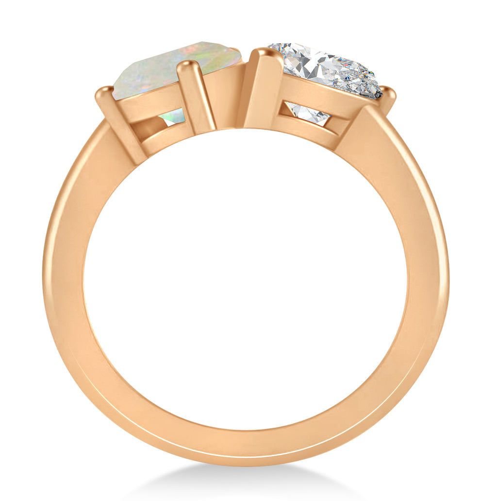 Pear/Pear Diamond & Opal Toi et Moi Ring 18k Rose Gold (4.00ct)