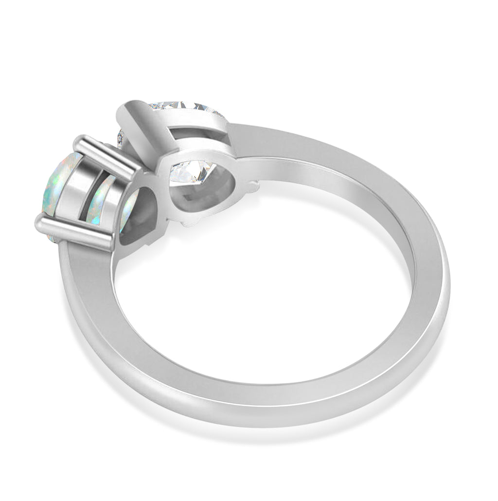 Pear/Pear Diamond & Opal Toi et Moi Ring 18k White Gold (4.00ct)