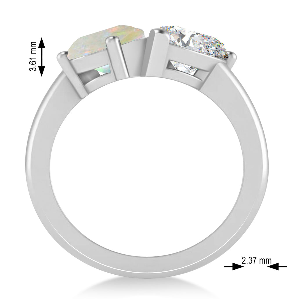 Pear/Pear Diamond & Opal Toi et Moi Ring 18k White Gold (4.00ct)