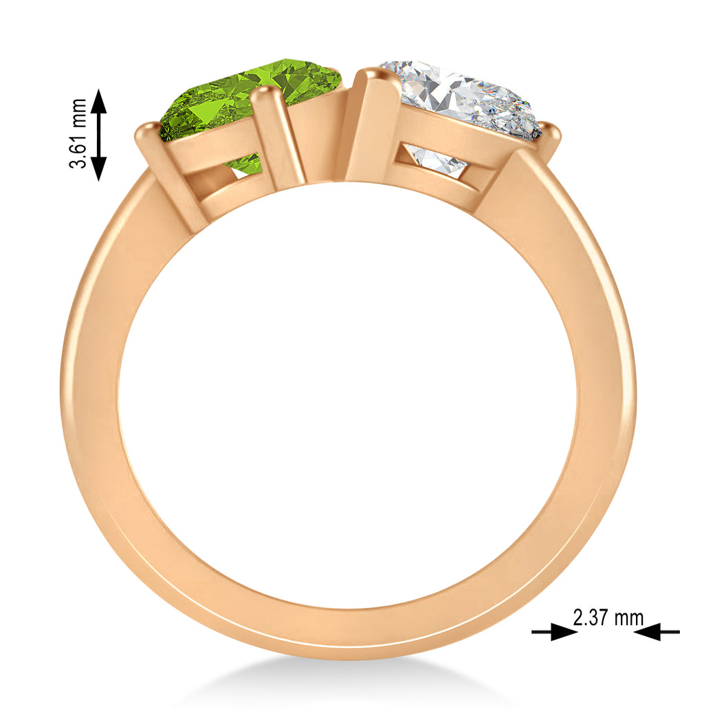 Pear/Pear Diamond & Peridot Toi et Moi Ring 14k Rose Gold (4.00ct)