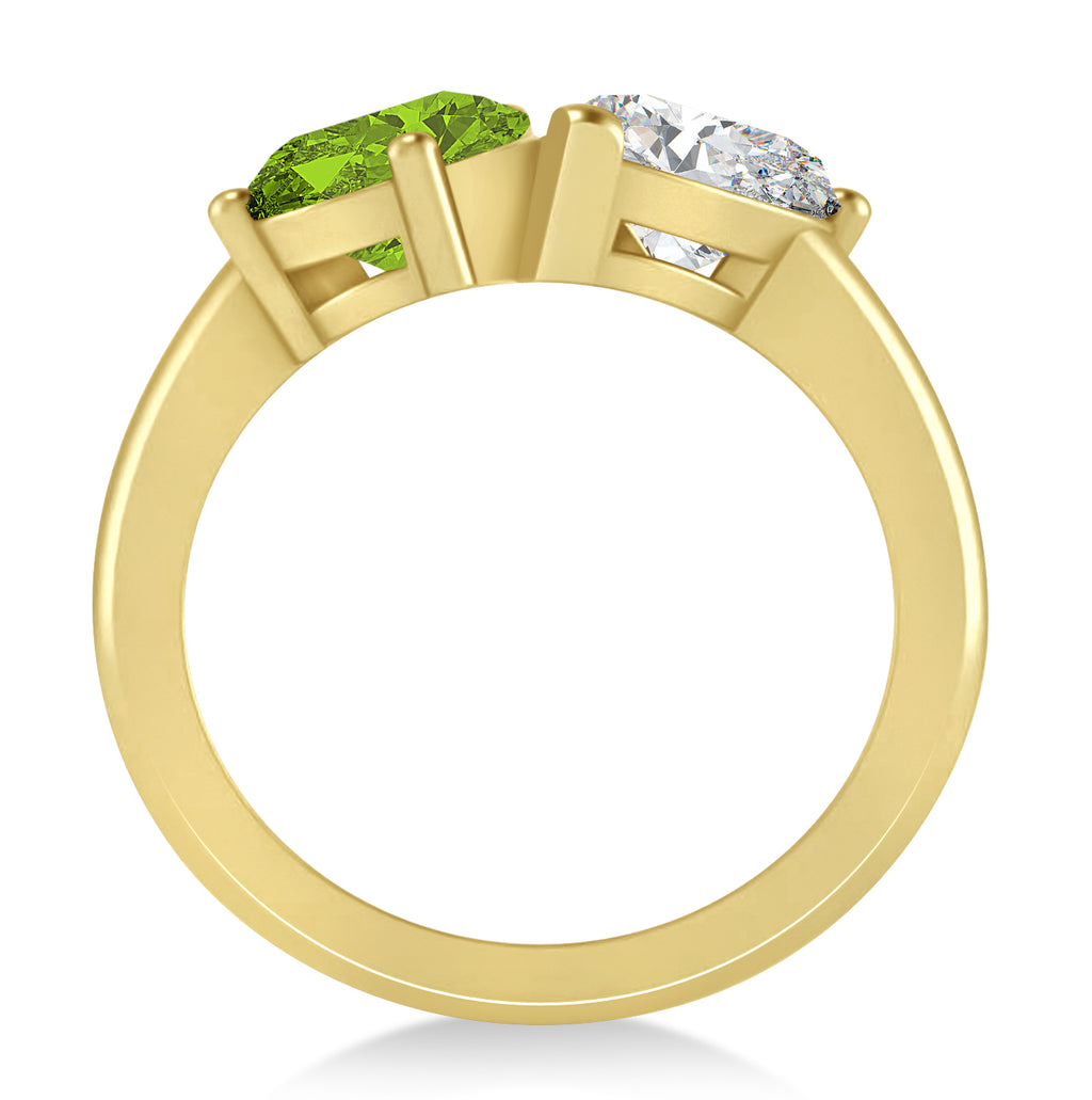 Pear/Pear Diamond & Peridot Toi et Moi Ring 18k Yellow Gold (4.00ct)