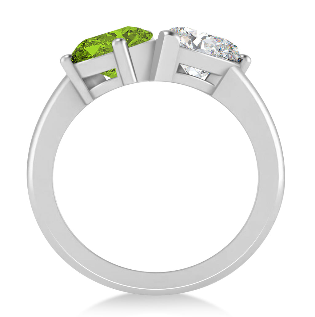 Pear/Pear Diamond & Peridot Toi et Moi Ring Platinum (4.00ct)