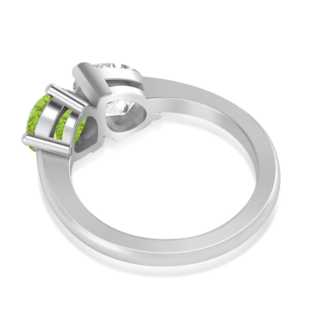 Pear/Pear Diamond & Peridot Toi et Moi Ring Platinum (4.00ct)