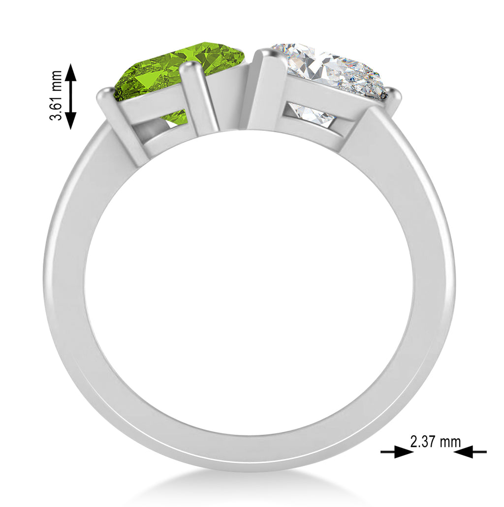 Pear/Pear Diamond & Peridot Toi et Moi Ring Platinum (4.00ct)