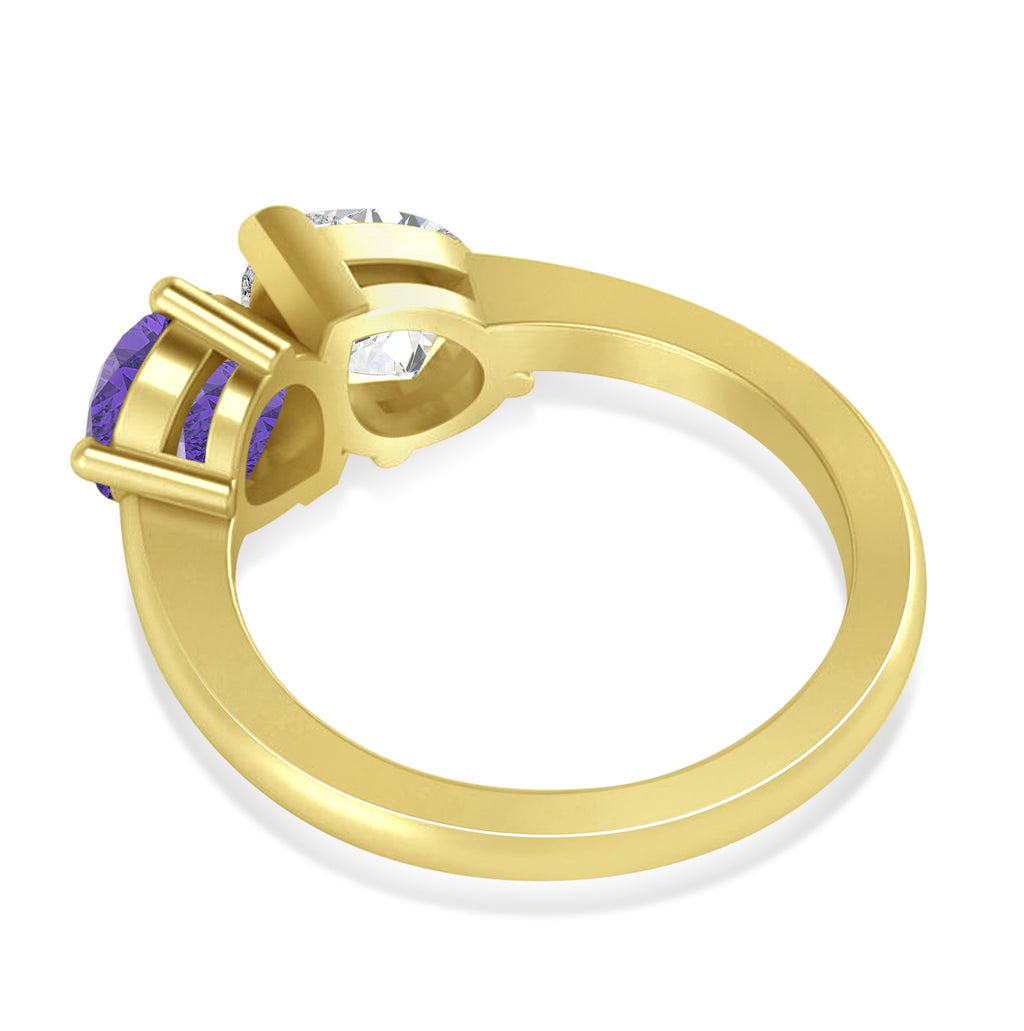 Pear/Pear Diamond & Tanzanite Toi et Moi Ring 14k Yellow Gold (4.00ct)