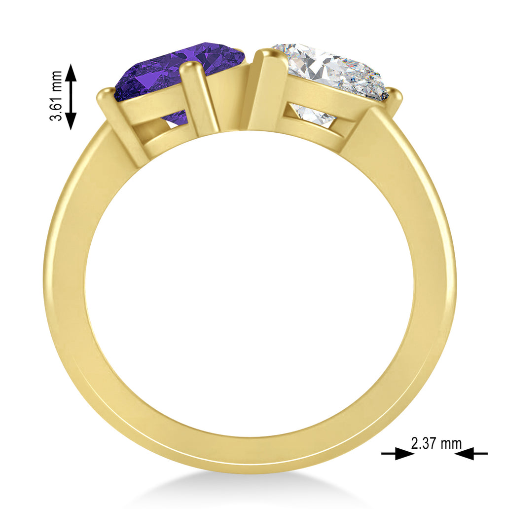 Pear/Pear Diamond & Tanzanite Toi et Moi Ring 14k Yellow Gold (4.00ct)