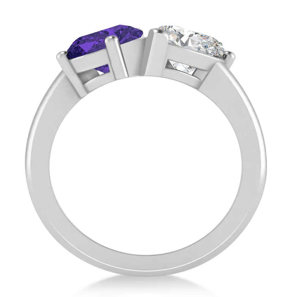 Pear/Pear Diamond & Tanzanite Toi et Moi Ring Platinum (4.00ct)