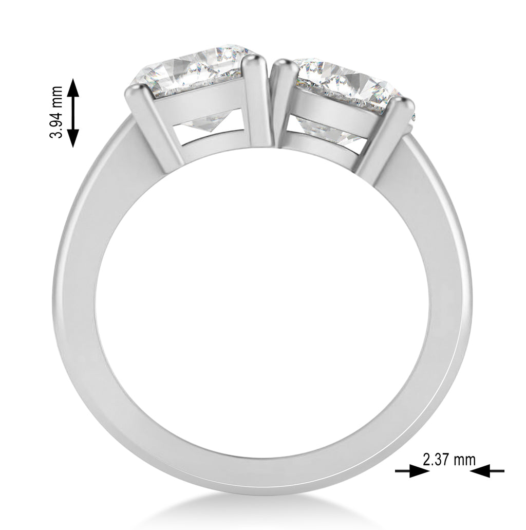 Emerald/Round Diamond Toi et Moi Ring 18k White Gold (4.50ct)