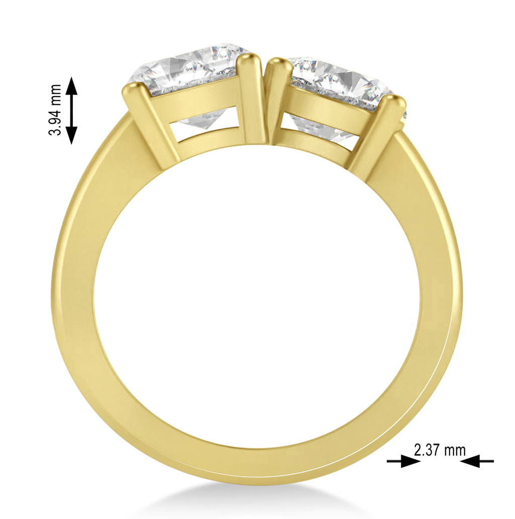 Emerald/Round Diamond Toi et Moi Ring 18k Yellow Gold (4.50ct)