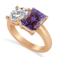 Emerald/Round Diamond & Lab Alexandrite Toi et Moi Ring 14k Rose Gold (4.50ct)