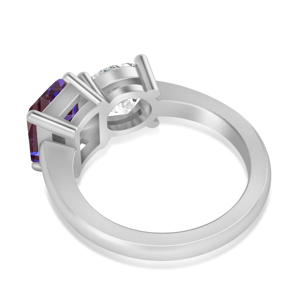 Emerald/Round Diamond & Lab Alexandrite Toi et Moi Ring 14k White Gold (4.50ct)