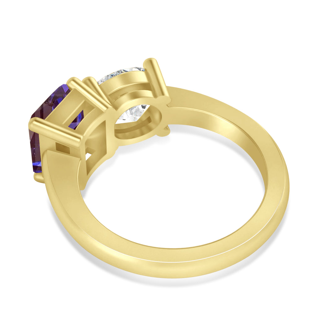 Emerald/Round Diamond & Lab Alexandrite Toi et Moi Ring 18k Yellow Gold (4.50ct)