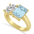 Emerald/Round Diamond & Aquamarine Toi et Moi Ring 14k Yellow Gold (4.50ct)
