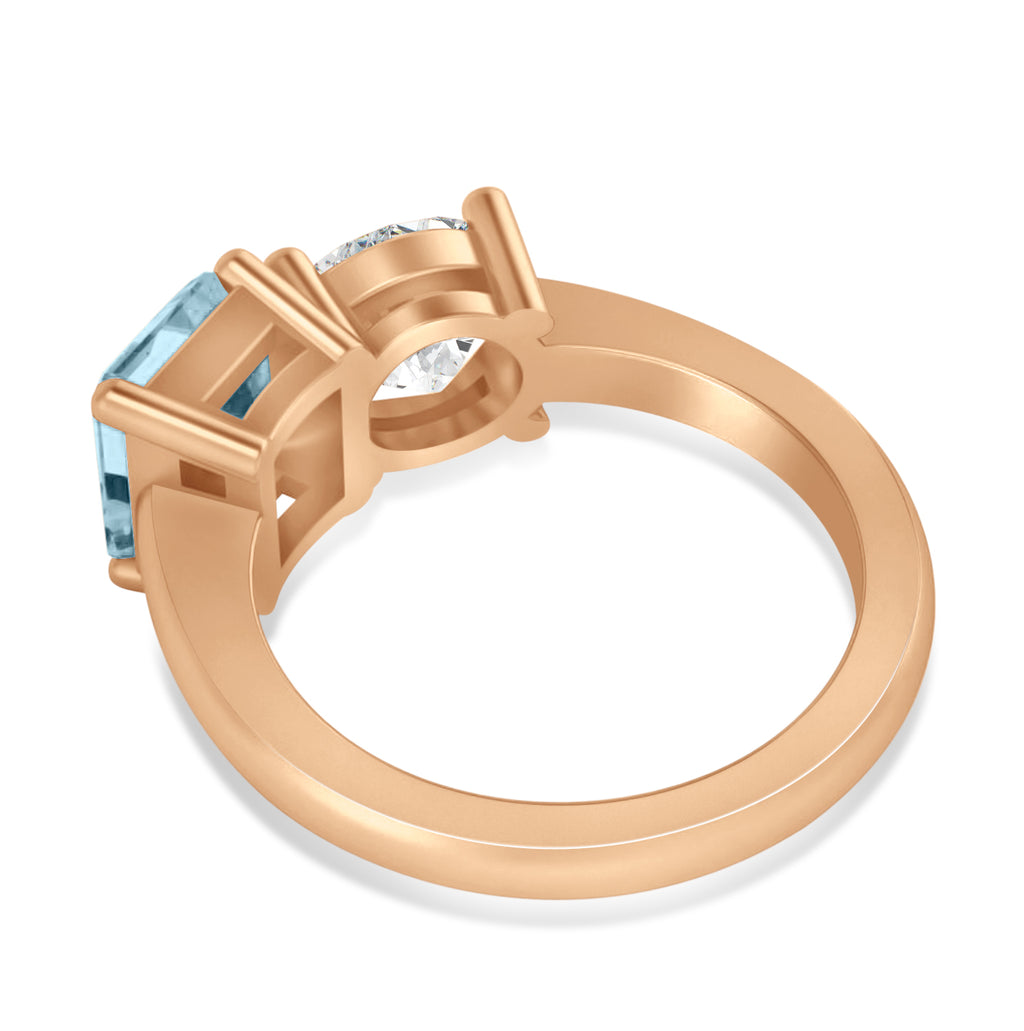 Emerald/Round Diamond & Aquamarine Toi et Moi Ring 18k Rose Gold (4.50ct)