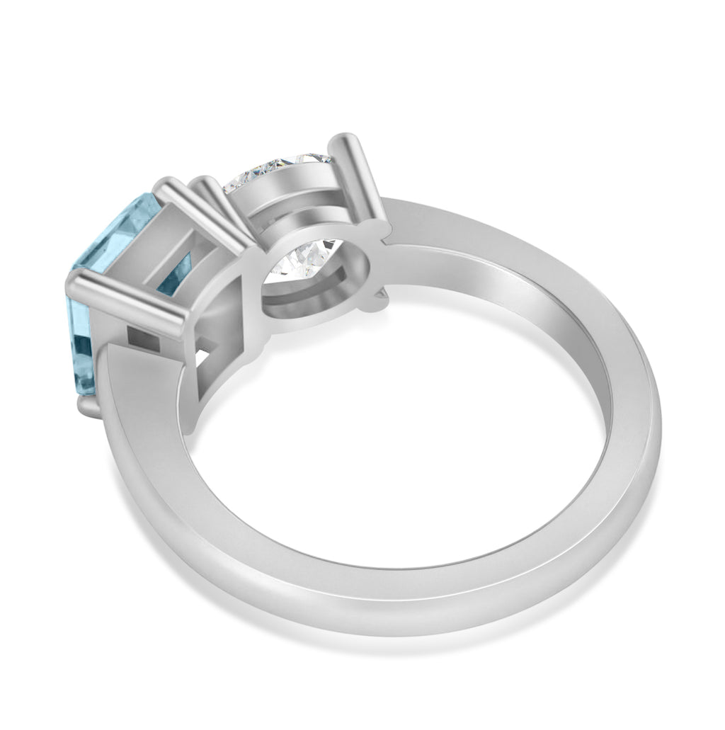 Emerald/Round Diamond & Aquamarine Toi et Moi Ring Platinum (4.50ct)