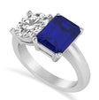 Emerald/Round Diamond & Blue Sapphire Toi et Moi Ring Platinum (4.50ct)