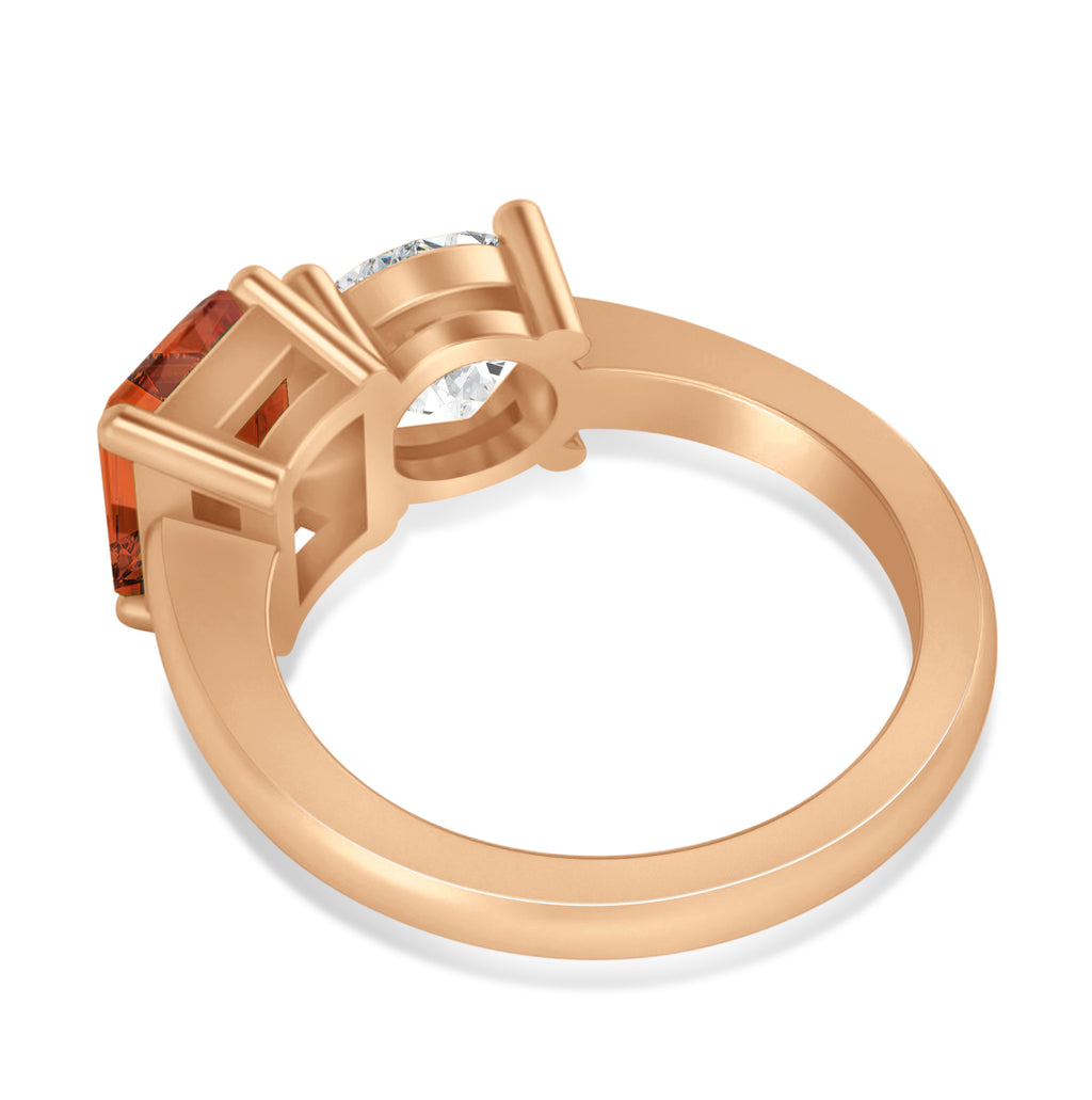 Emerald/Round Diamond & Citrine Toi et Moi Ring 14k Rose Gold (4.50ct)