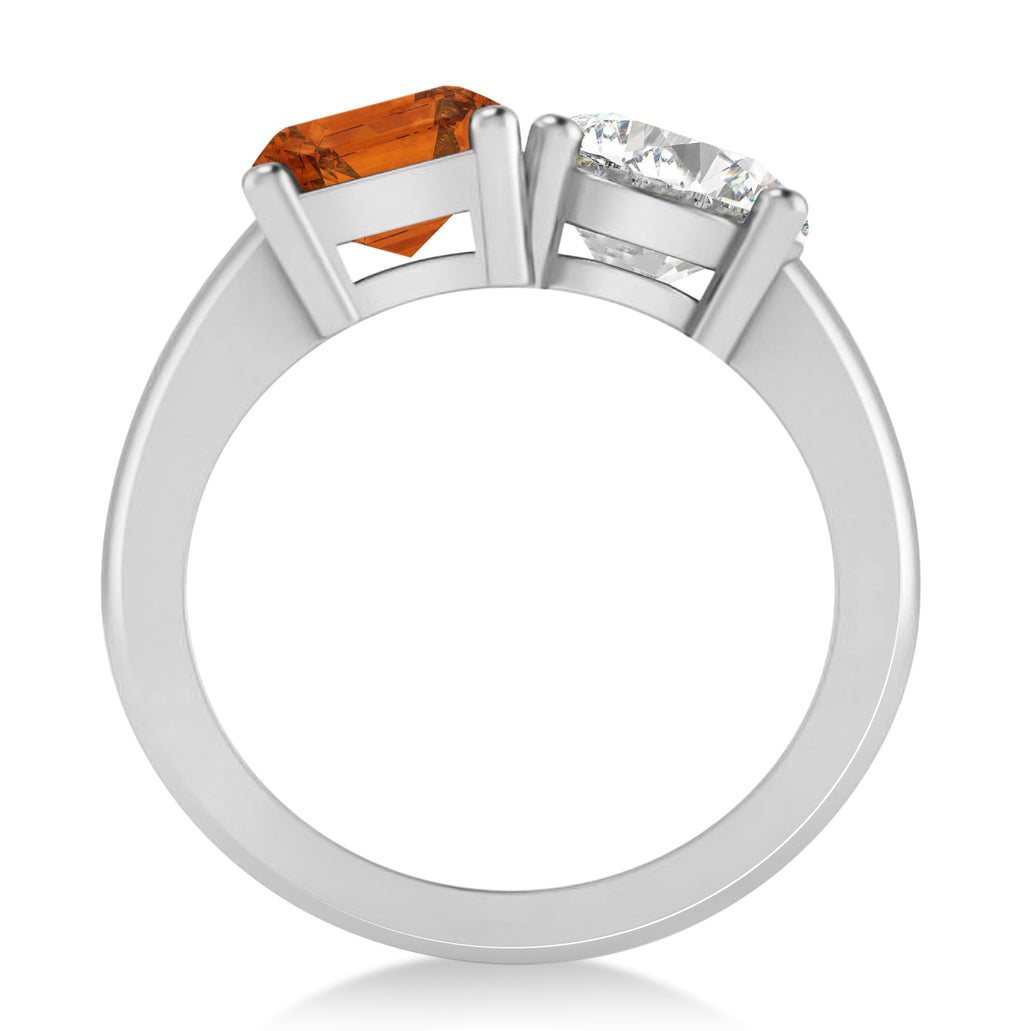 Emerald/Round Diamond & Citrine Toi et Moi Ring 18k White Gold (4.50ct)