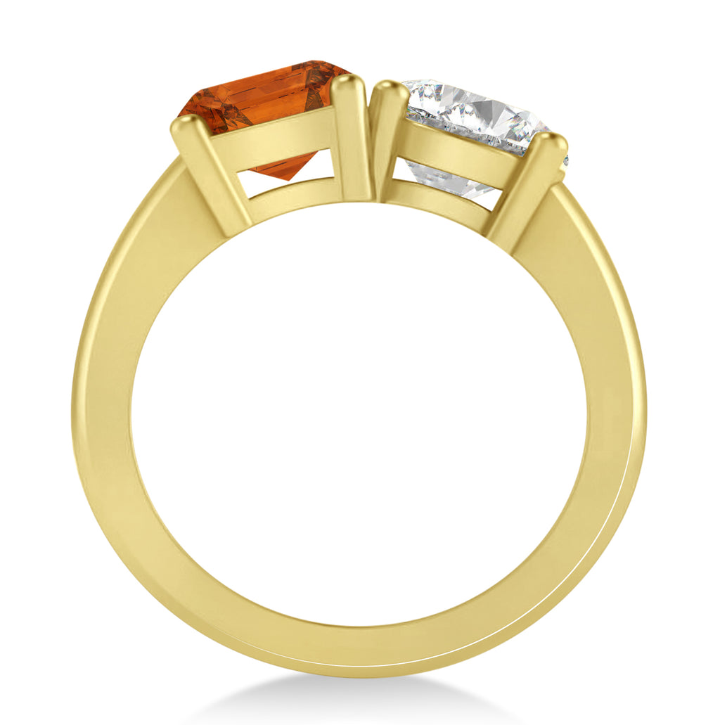 Emerald/Round Diamond & Citrine Toi et Moi Ring 18k Yellow Gold (4.50ct)