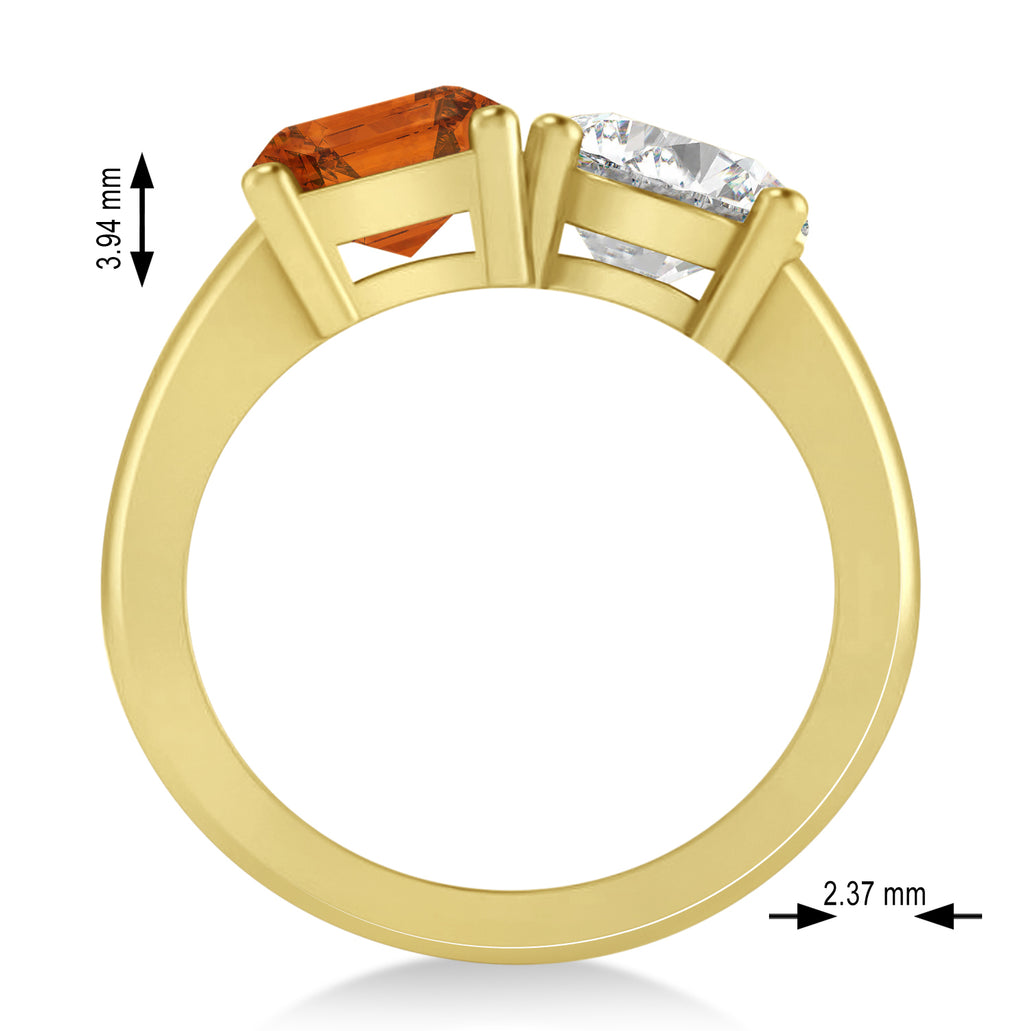 Emerald/Round Diamond & Citrine Toi et Moi Ring 18k Yellow Gold (4.50ct)