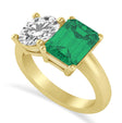 Emerald/Round Diamond & Emerald Toi et Moi Ring 18k Yellow Gold (4.50ct)