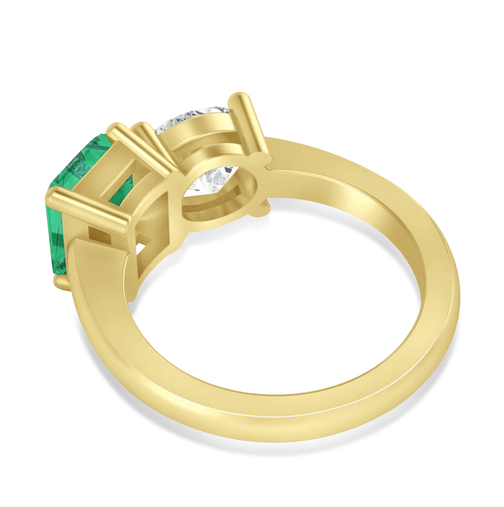 Emerald/Round Diamond & Emerald Toi et Moi Ring 18k Yellow Gold (4.50ct)