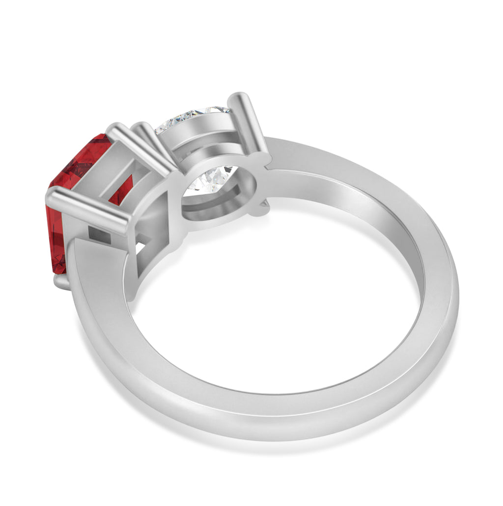 Emerald/Round Diamond & Garnet Toi et Moi Ring Platinum (4.50ct)