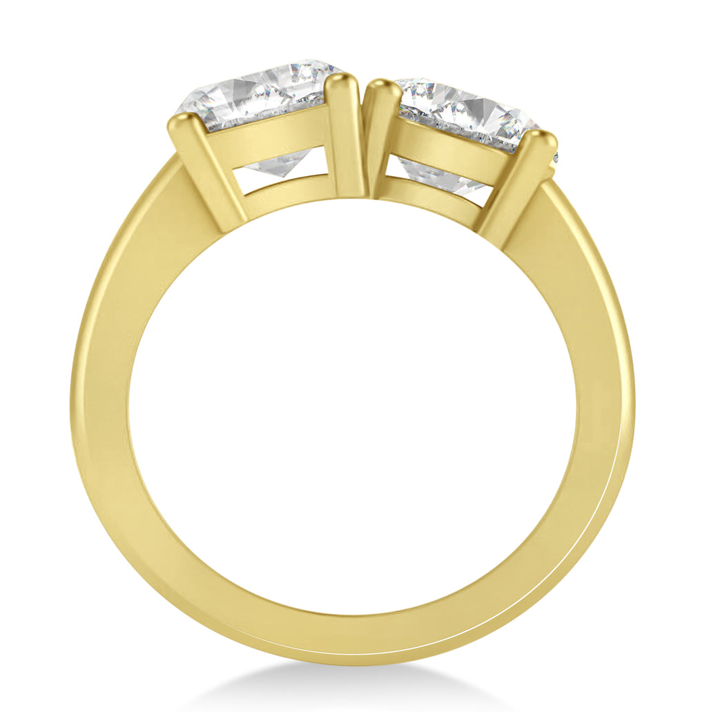 Emerald/Round Lab Grown Diamond Toi et Moi Ring 14k Yellow Gold (4.50ct)