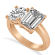 Emerald/Round Lab Diamond Toi et Moi Ring 18k Rose Gold (4.50ct)