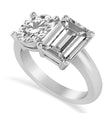 Emerald/Round Lab Diamond Toi et Moi Ring Platinum (4.50ct)