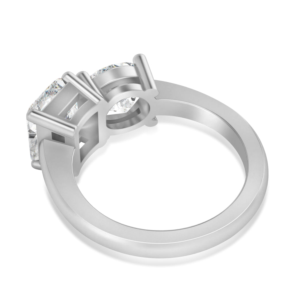 Emerald/Round Moissanite Toi et Moi Ring Platinum (4.50ct)