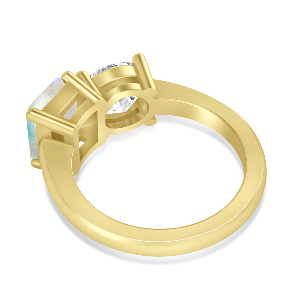 Emerald/Round Diamond & Opal Toi et Moi Ring 18k Yellow Gold (4.50ct)