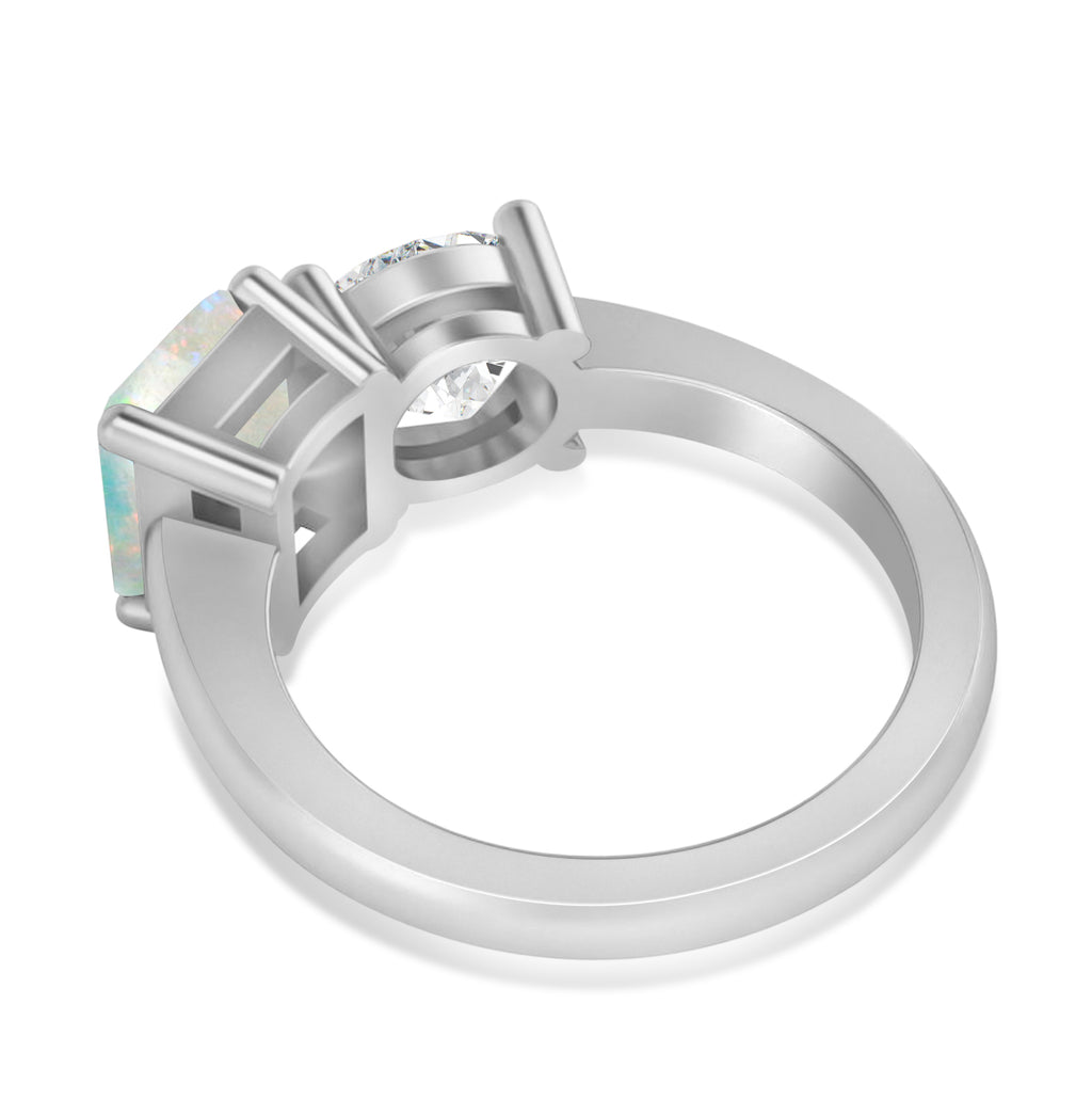 Emerald/Round Diamond & Opal Toi et Moi Ring Platinum (4.50ct)