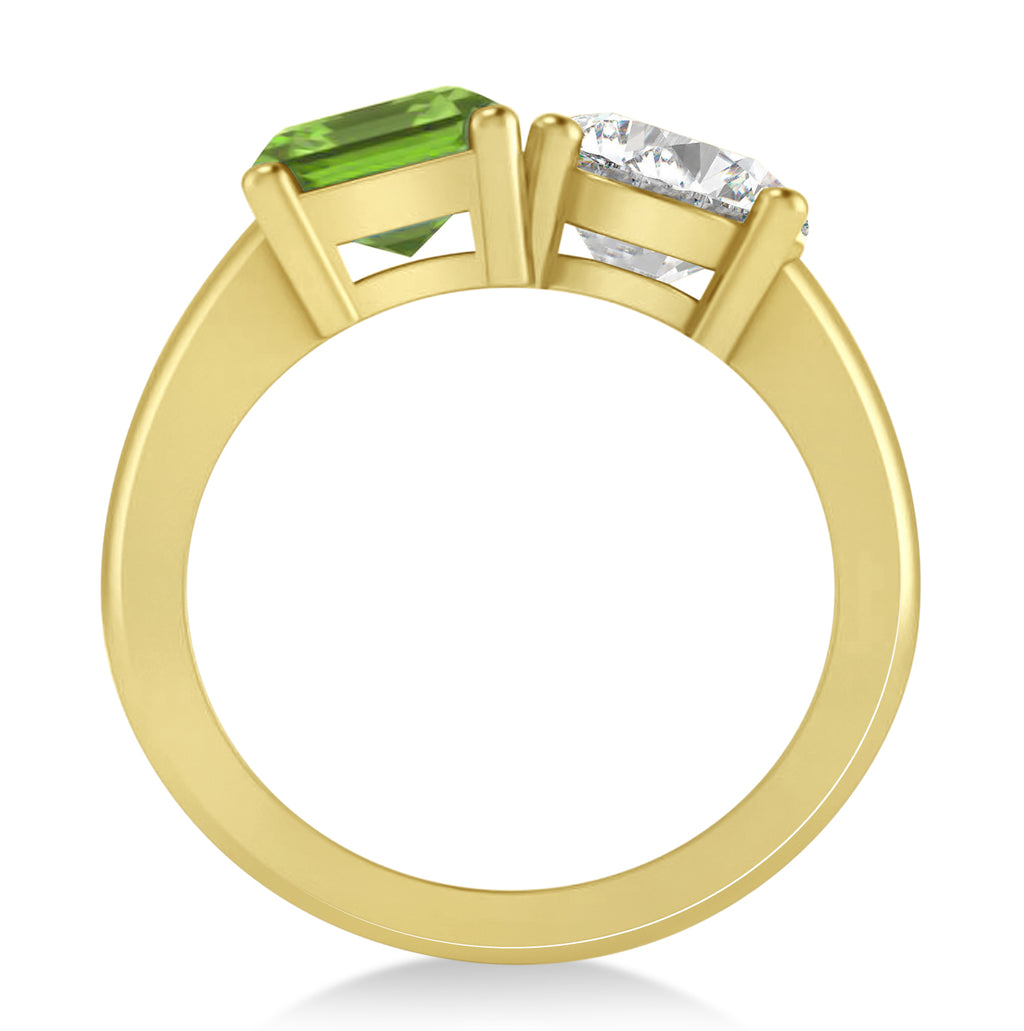 Emerald/Round Diamond & Peridot Toi et Moi Ring 14k Yellow Gold (4.50ct)