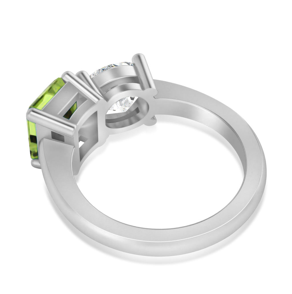 Emerald/Round Diamond & Peridot Toi et Moi Ring 18k White Gold (4.50ct)