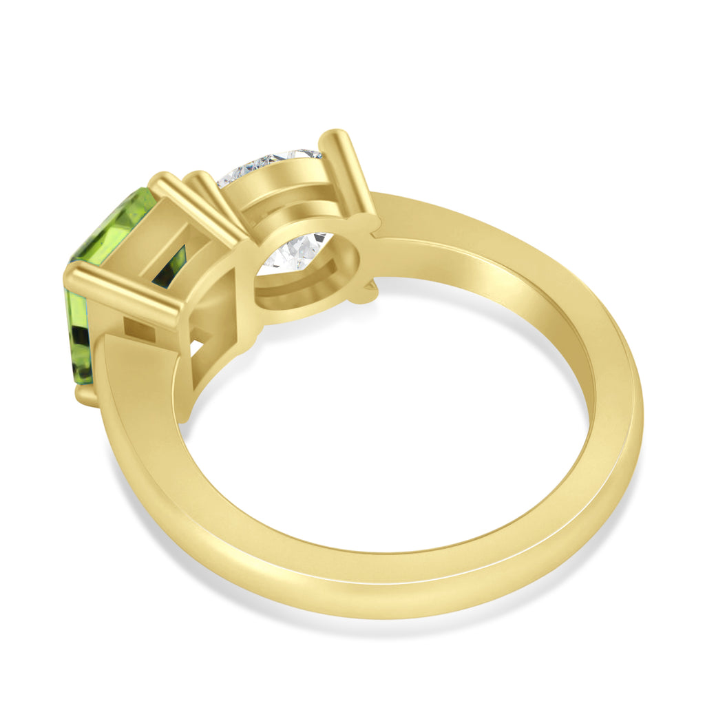 Emerald/Round Diamond & Peridot Toi et Moi Ring 18k Yellow Gold (4.50ct)