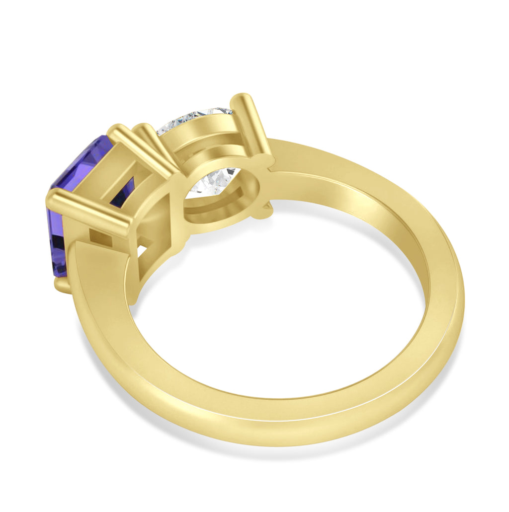 Emerald/Round Diamond & Tanzanite Toi et Moi Ring 18k Yellow Gold (4.50ct)