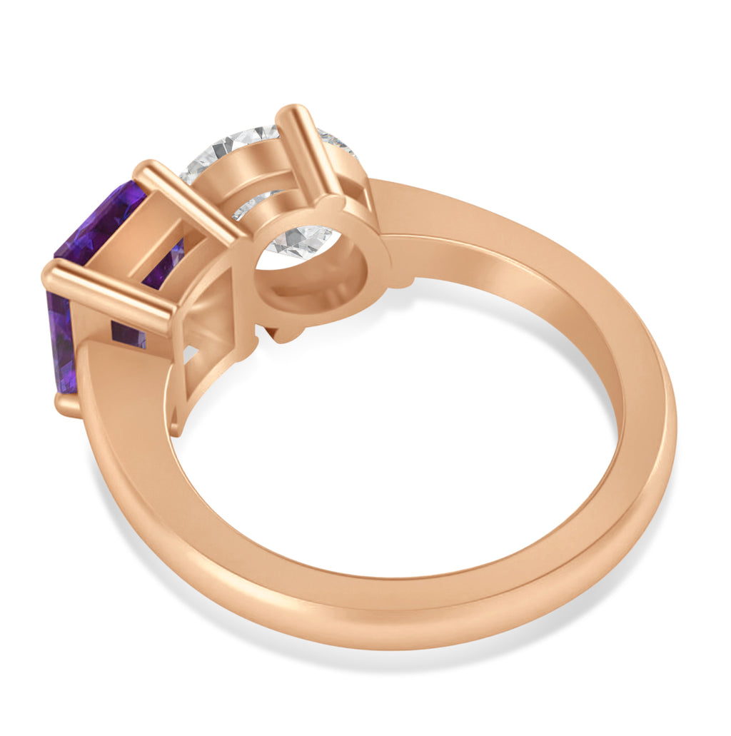 Emerald/Oval Diamond & Lab Alexandrite Toi et Moi Ring 14k Rose Gold (5.50ct)